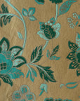 Green and Beige Floral Pattern Screen Printed Paper