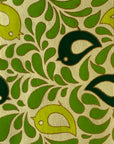 Green and Lime Leaves with Birds Pattern Screen Printed Paper