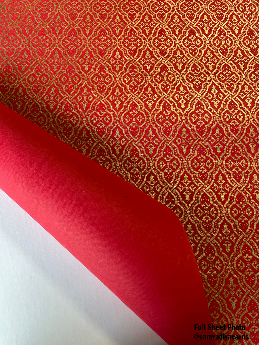 Red Lace Screen Printed Paper