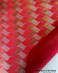 Red Gold White Weave Pattern Screen Printed Paper