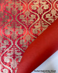 Red Gold Floral Screen Printed Paper