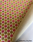 Fuchsia and Yellow Ocher Floral Mosaic Pattern Screen Printed Paper