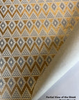 White and Gold Triangular Mosaic Pattern Screen Printed Paper