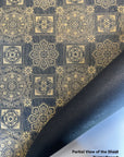 Black and Gold Brocade Pattern Screen Printed Paper