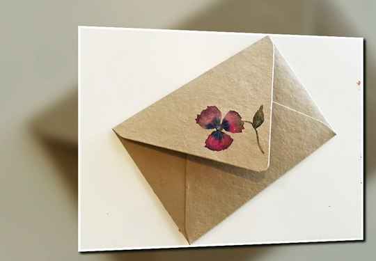 Simple flower on a handmade envelope
