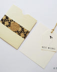 Unwritten 14 - All occasion handcrafted stationery set, green natural envelopes, bookmark style notes with cute tags, gold tassels- Set of 8