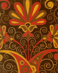 Brown and Yellow Floral Screen Printed Paper