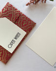 Storyteller 3 - handcrafted A1 size 'open when' letter set with envelopes, blank notes and envelopes, red gold lace floral print - Set of 10