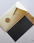 Unwritten 1 - handcrafted stationery set, #10 size envelopes made from natural paper with bookmark style notes with gold tassels - Set of 6