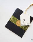 Unwritten 9 - All occasion, handcrafted stationery set, green natural envelopes, bookmark style notes with cute tags, gold tassels- Set of 8