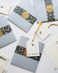 Unwritten 11 - All occasion, handcrafted stationery set, grey natural envelopes, bookmark style notes with cute tags, gold tassels- Set of 8