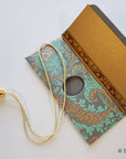 Money envelope dollar bill size, Monetary envelope, Gift Card Envelope, printed gold paisley on blue grey handmade paper Boxed Gift Set of 6