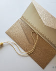 Corporate or social money folder, money envelope, Gift Card holder, purse, rose gold embossed with ivory insert - Set of 4