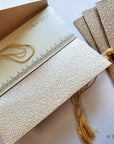 Corporate or social money folder, money envelope, Gift Card holder, purse, rose gold embossed with ivory insert - Set of 4