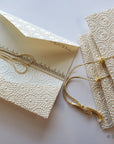 Gold Ivory Money Folders, Gift Folders Assortment, insert cards with silk tassels - Set of 25