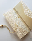 Gold Ivory Money Folders, Gift Folders Assortment, insert cards with silk tassels - Set of 25