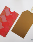 Large Money envelopes (Style 1), for larger bills with tag style notes, red gold weave design handmade paper - boxed gift set of 6