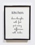 Wall Art for Kitchen: framed quote 2, black and white artwork, quote on food & cooking, minimalistic home decor wall hanging, ready to hang