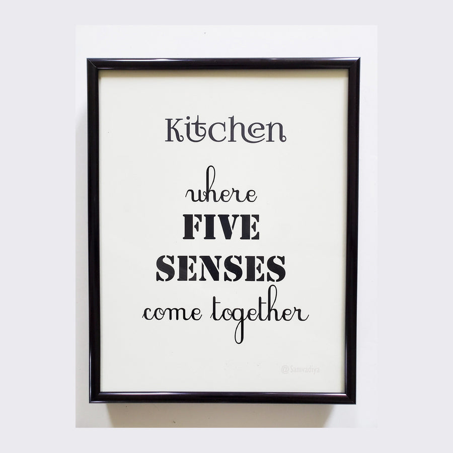 Wall Art for Kitchen: framed quote 4, black and white artwork, quote on food & cooking, minimalistic home decor wall hanging, ready to hang