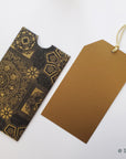 Large Money envelopes (Style 1), with tag style cards, to hold larger bills, black gold brocade design handmade paper, boxed gift set of 6