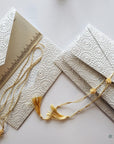 Wedding Congratulations Card with money folder, money envelope Gift Card holder, ivory embossed Pearl White - Set of 4