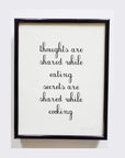 Wall Art for Kitchen: framed quote 1, black and white artwork, quote on food & cooking, minimalistic home decor wall hanging, ready to hang