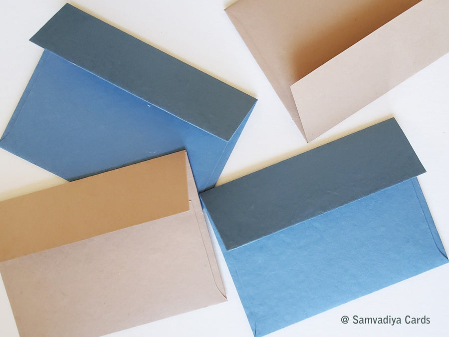 Premium Envelopes A7 Size, Handmade cotton paper invitation envelopes, A7 size enevelopes, natural deep blue, demin color envelopes,
