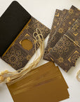 Money envelope larger size, Monetary envelope, Gift Card, Gift Envelope, Brocade print black and gold on handmade paper Boxed Gift Set
