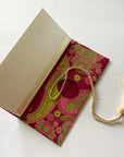 Money envelope larger size, Monetary envelope, Gift Card, Gift Envelope, Paisley Fuchsia, green on handmade paper, Boxed Gift Set