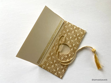 Money envelope larger size, Monetary envelope, Gift Card, Gift Envelope, gold leaf print on beige handmade paper, Boxed Gift Set