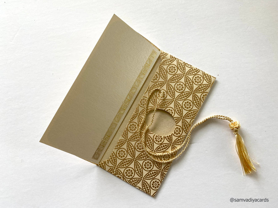 Money envelope larger size, Monetary envelope, Gift Card, Gift Envelope, gold leaf print on beige handmade paper, Boxed Gift Set