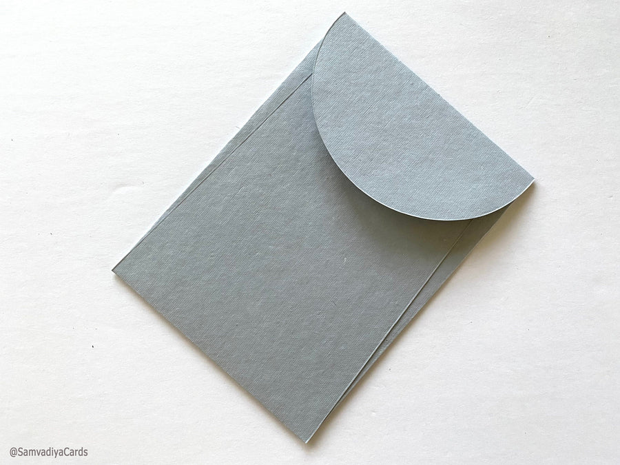 Premium Envelope: Specialty Envelope A7 Size, portrait round flap. Handmade envelopes, made from natural cotton handmade paper - muddy blue