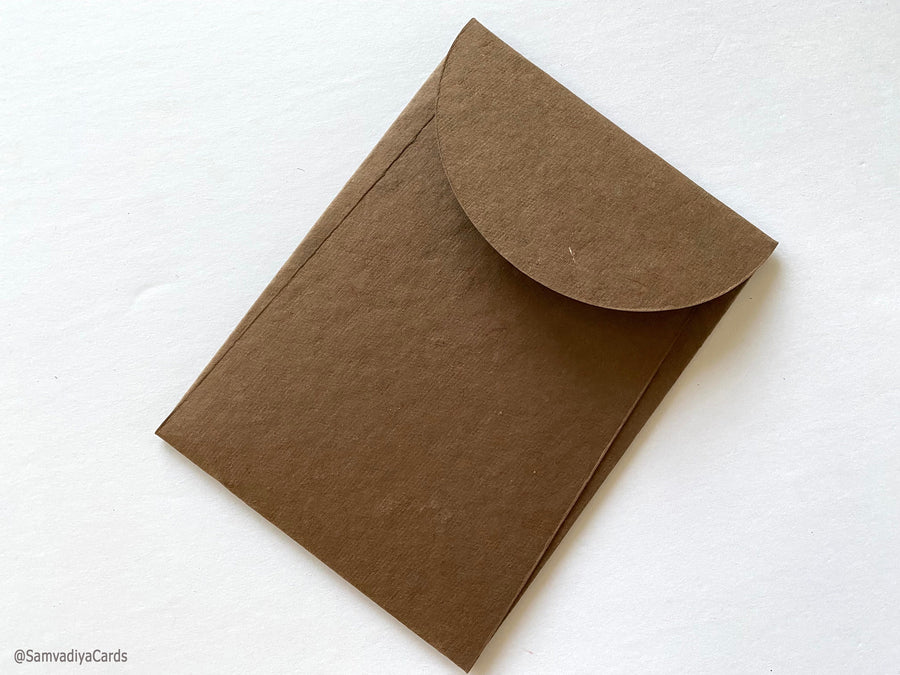 Premium Envelope: Specialty Envelope A7 Size, portrait round flap. Handmade envelopes, made from natural cotton handmade paper - Chocolate
