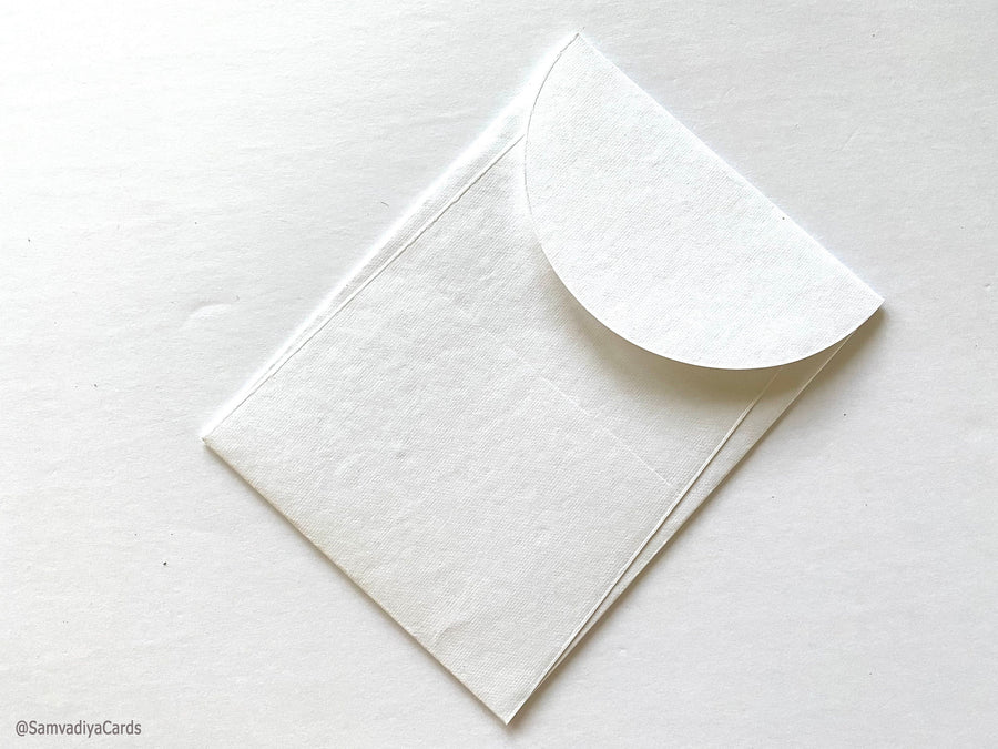 Premium Envelope: Specialty Envelope A7 Size, portrait round flap. Handmade envelopes, made from natural cotton handmade paper - White