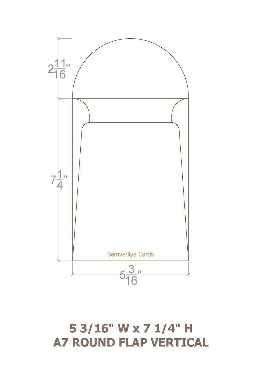 Premium Envelope: Specialty Envelope A7 Size, portrait round flap. Handmade envelope, made from natural cotton handmade paper, Cream, butter