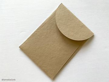Premium Envelope: Specialty Envelope A7 Size, portrait round flap. Handmade envelopes, made from natural cotton handmade paper, sand, mud
