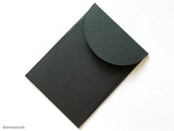 Premium Envelope: Specialty Envelope A7 Size, portrait round flap. Handmade envelopes, made from natural cotton handmade paper - black