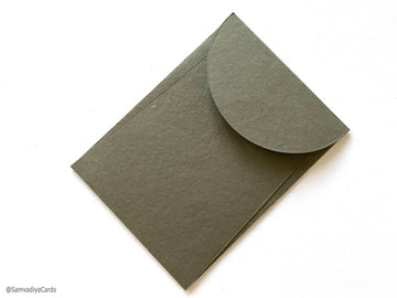 Premium Envelope: Specialty Envelope A7 Size, portrait round flap. Handmade envelopes, made from natural cotton handmade paper - Charcoal