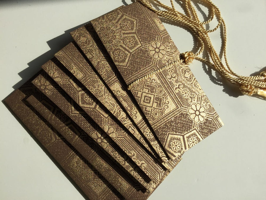 Money envelope, Monetary envelope, Currency, Gift Card, Gift Envelope, Brown and Gold Brocade print handmade paper Gift Set of 6